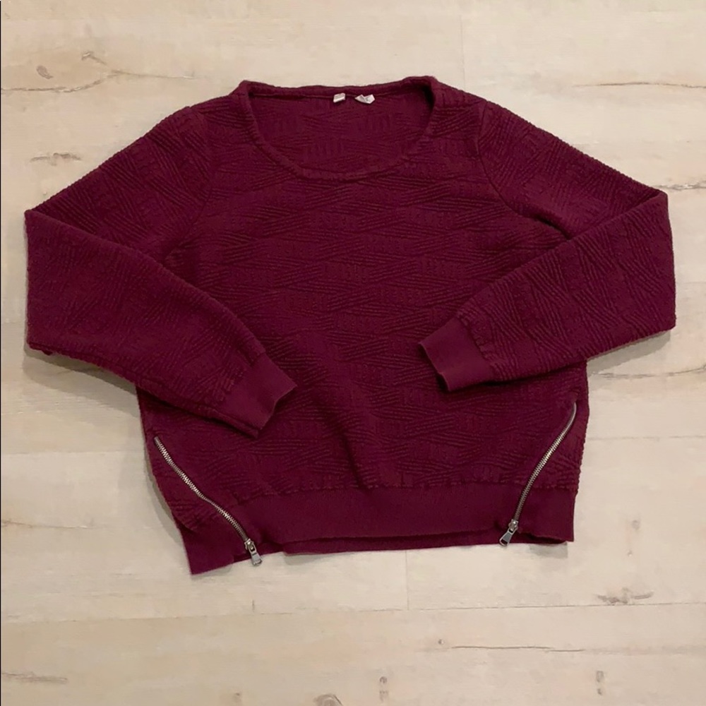 Anthropologie Moth Textured Sweatshirt Zippers